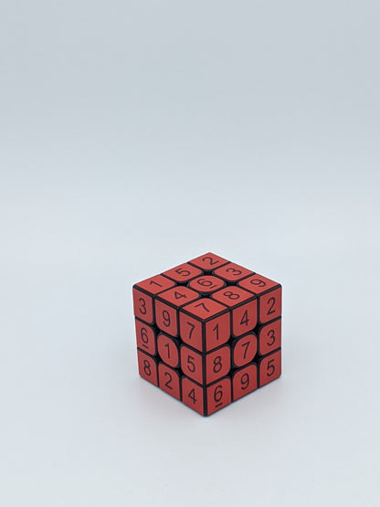 3x3x3 Light Red Sudoku Cube | Puzzle | Handmade